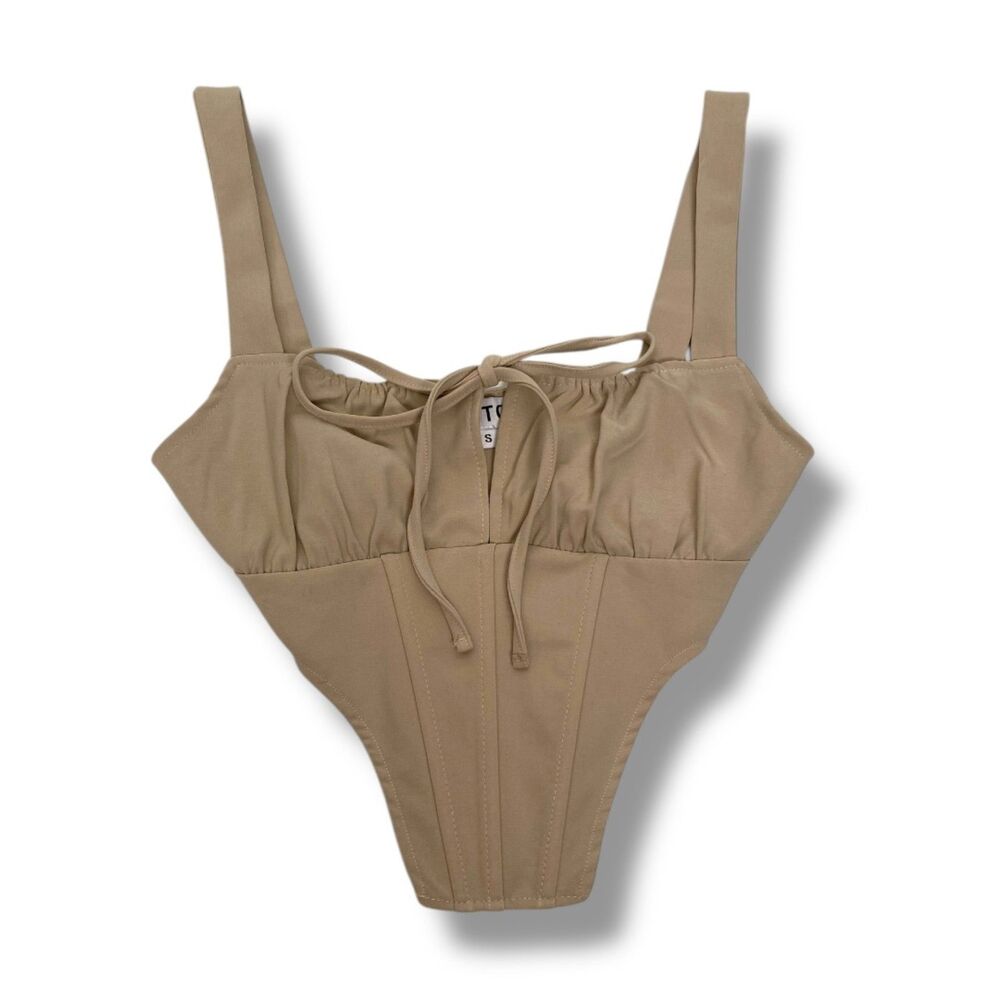 TIC TOC Women's Beige Corset Size‎ Small Stretchy Fitted Top 0076